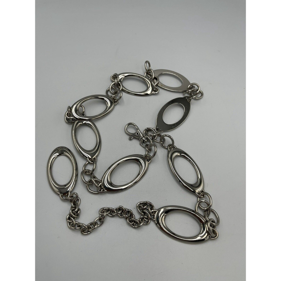 FOSSIL VTG Polished Silver Tone 34”-45” Oval Link Chunky Retro Belt/Necklace - Picture 5 of 6